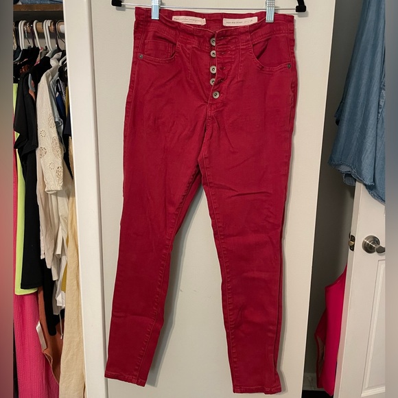 Anthropologie Denim - PILCRO and the Letterpress Anthropologie Size 28 Red High-Rise Skinny Jeans